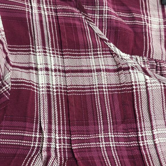 Torrid Womens Sz 3 Burgundy Plaid Button Up BOHO Grunge Festival 100% Rayon Top - Picture 8 of 12